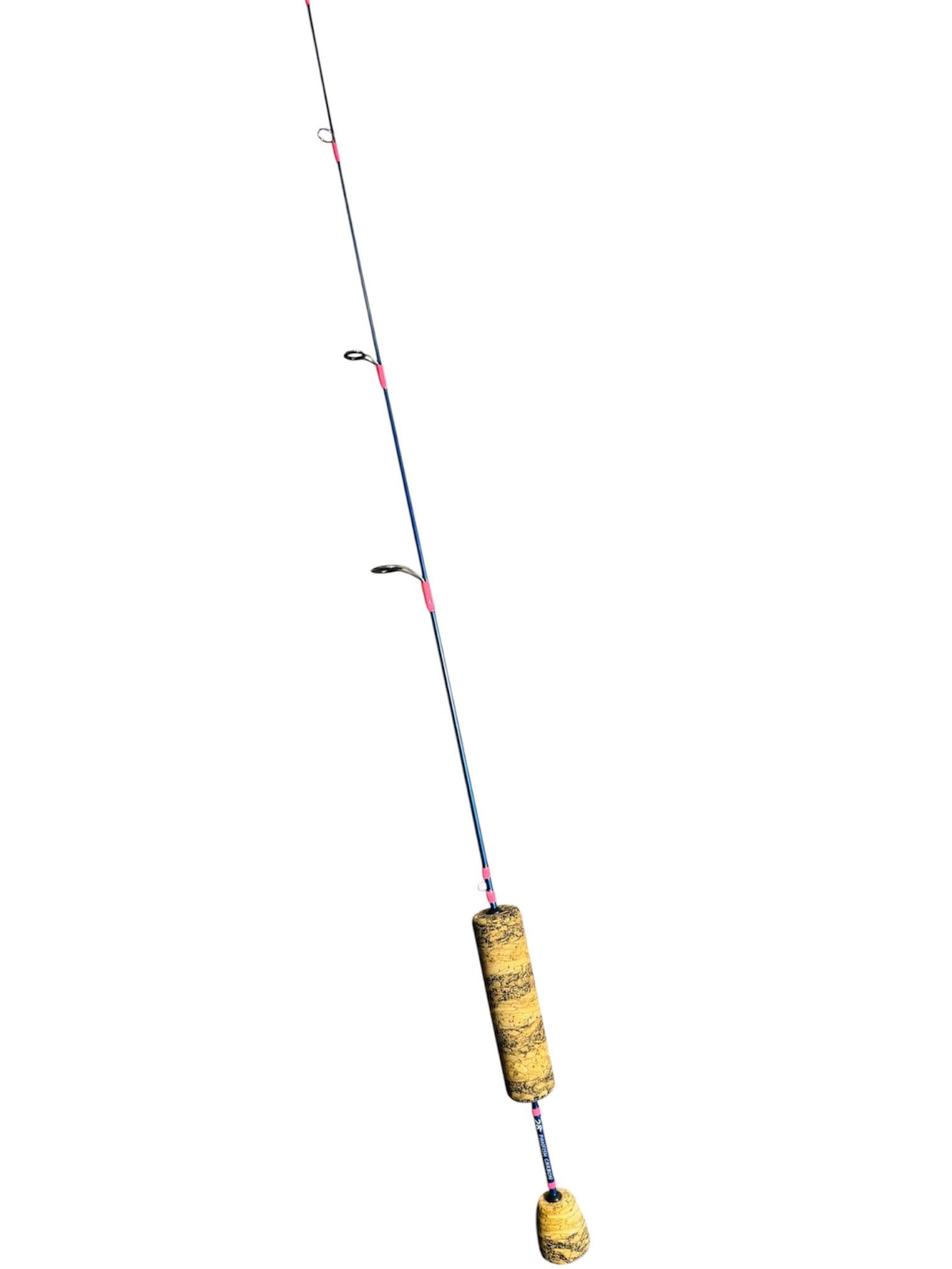 28" Metallic Blue Panfish Carbon, Neon Pink Thread, Custom Cork Split Grip