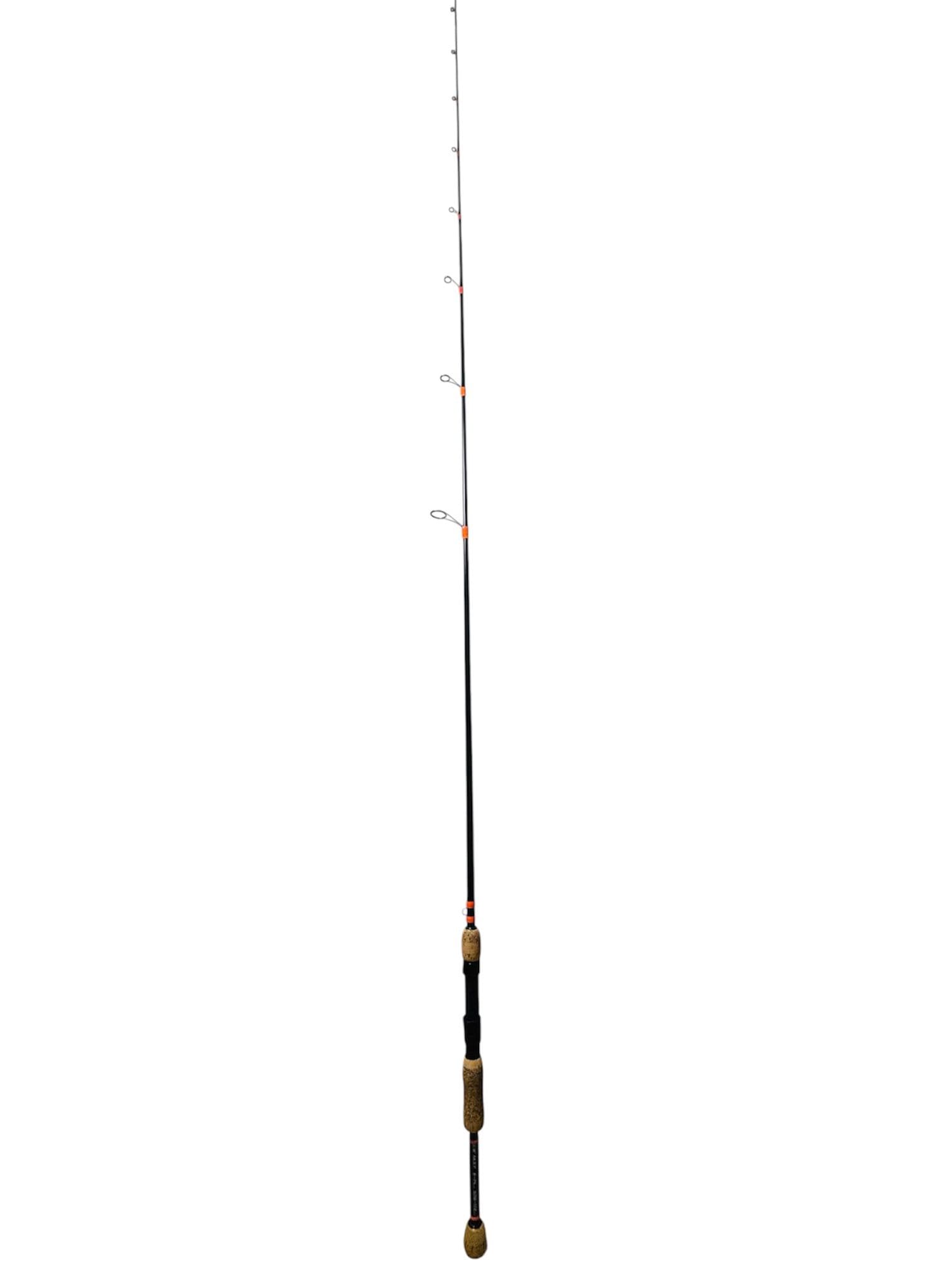 6'8" Black Medium Extra Fast Bass Spinning, Blaze Orange Thread, Custom Cork Split Grip