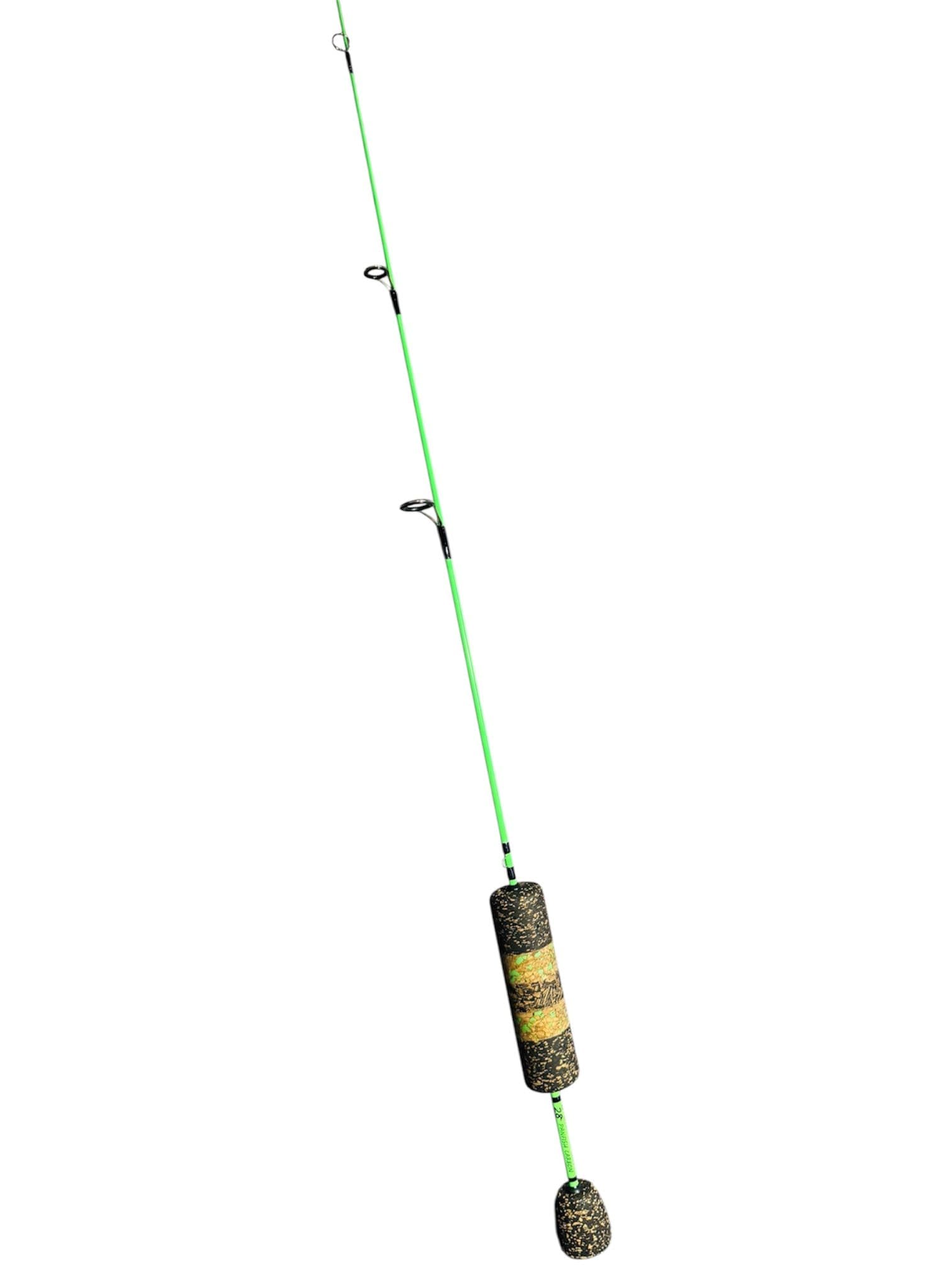 28" Neon Green Panfish Carbon, Black Thread, Custom Cork Split Grip